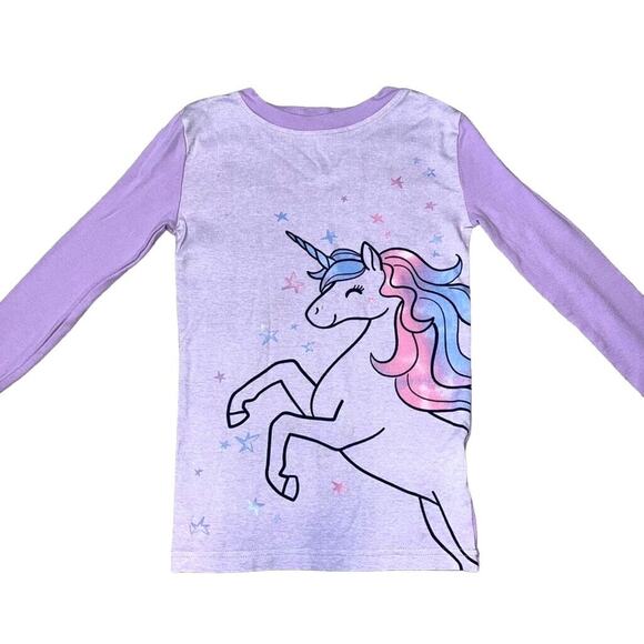 Kirkland Signature Girls Pajama Top Shirt Unicorn Theme Cotton Purple Size 8 - Picture 4 of 7